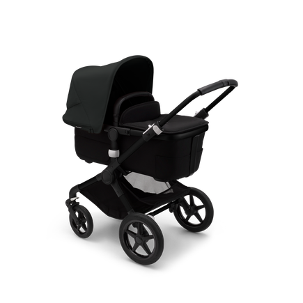 Bugaboo Fox 3 bassinet and seat stroller black base, midnight black fabrics, midnight black sun canopy - view 2
