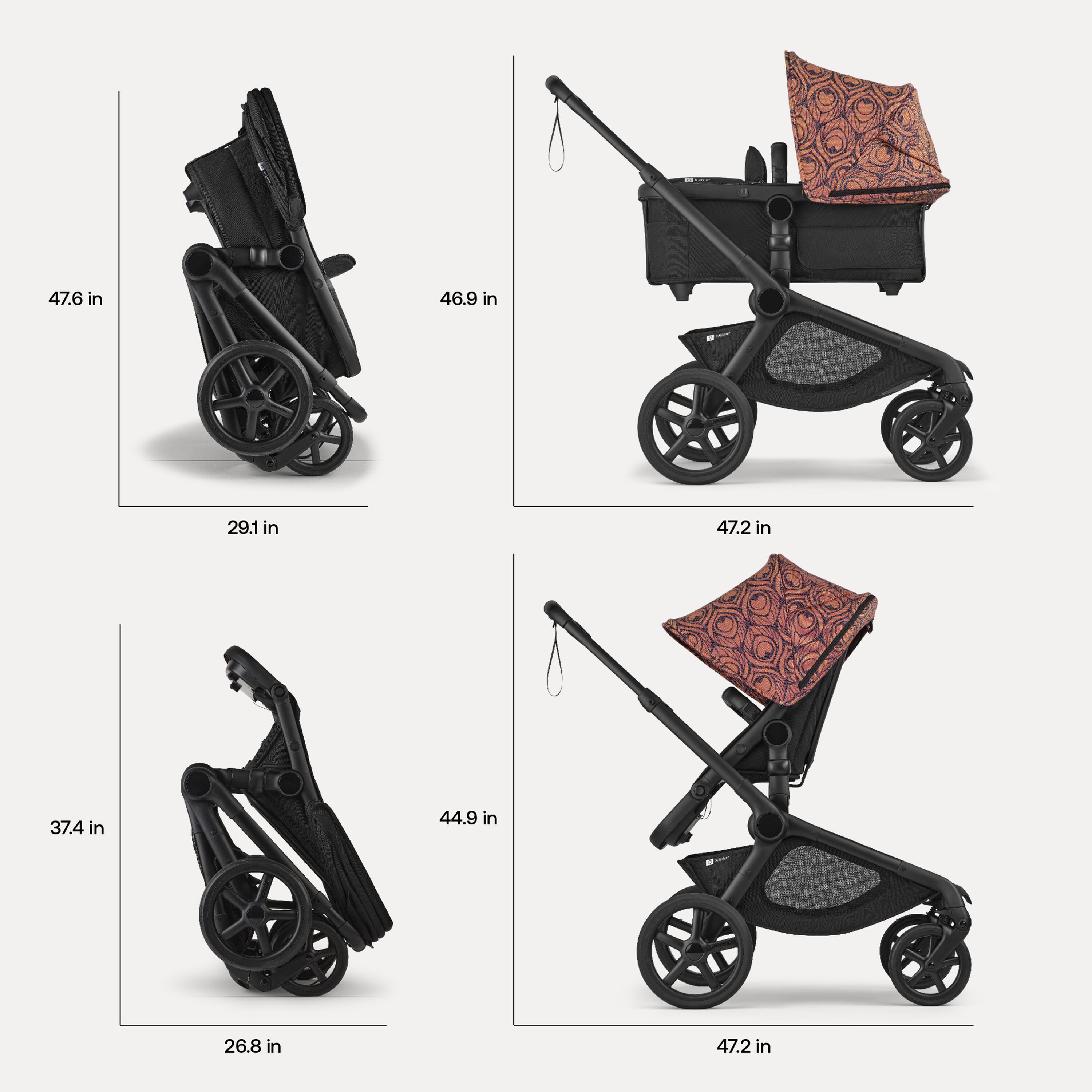 Bugaboo X Artipoppe Kangaroo Limited Edition 2-in-1 stroller black base, heritage black fabrics, bugaboo x artipoppe sun canopy - Main Modal Image Slide 10 of 12