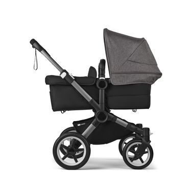 Bugaboo Donkey 5 twin stroller graphite base, midnight black fabrics, grey mélange sun canopy - view 2