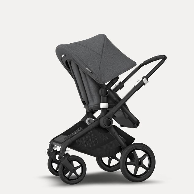 Bugaboo Fox 2 seat and bassinet stroller grey melange sun canopy, grey melange fabrics, black chassis - Main Image Slide 6 of 10