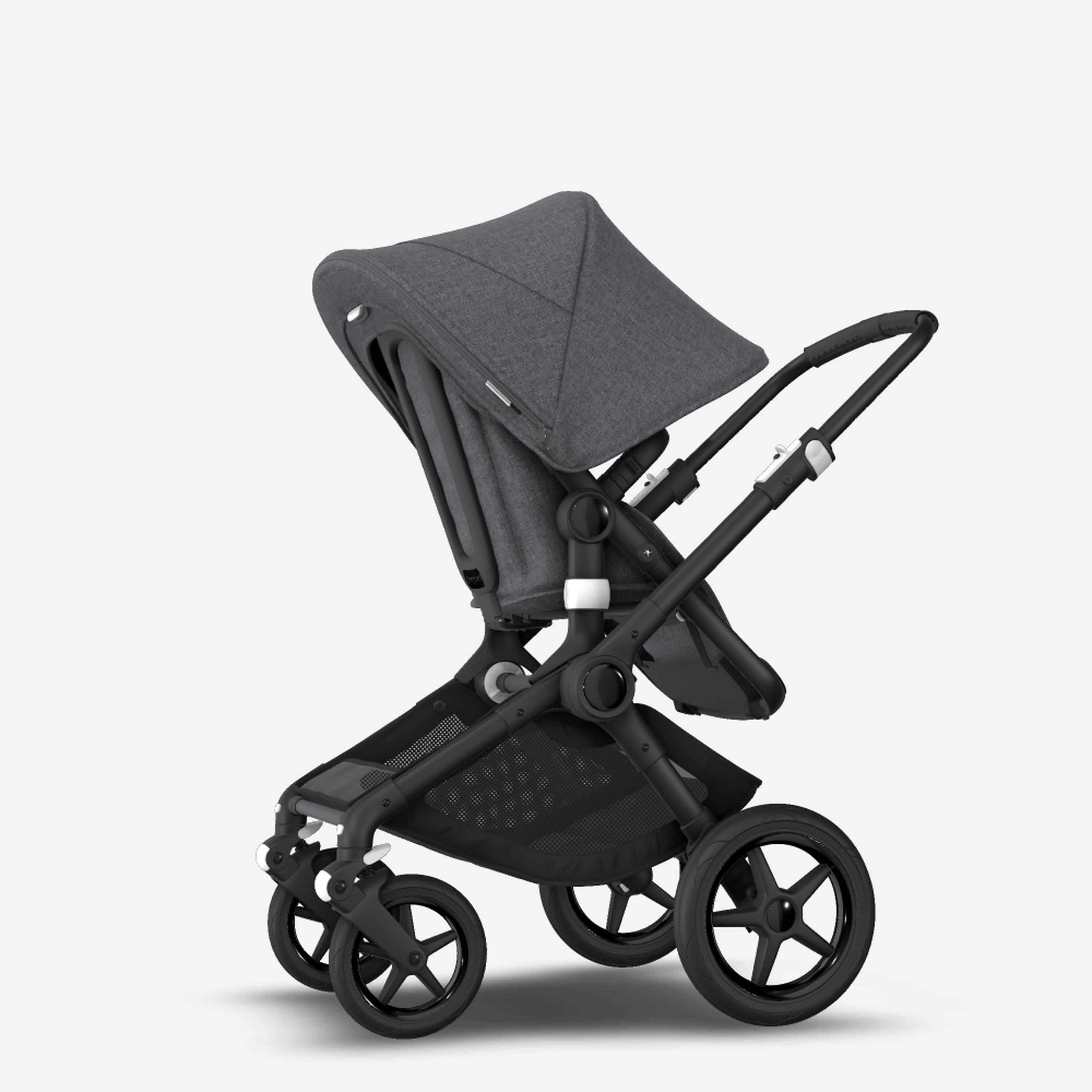 Bugaboo Fox 2 seat and bassinet stroller grey melange sun canopy, grey melange fabrics, black chassis - Main Modal Image Slide 6 van 10