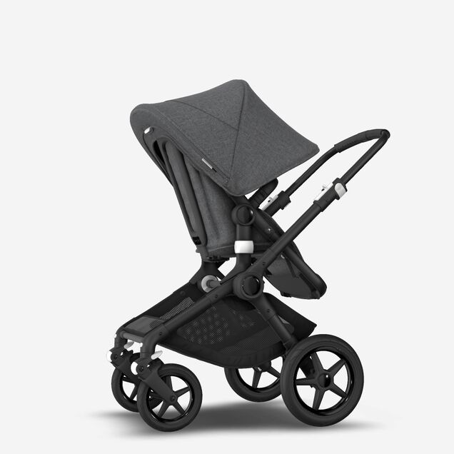 Bugaboo Fox 2 seat and bassinet stroller grey melange sun canopy, grey melange fabrics, black chassis - Main Image Slide 6 van 10