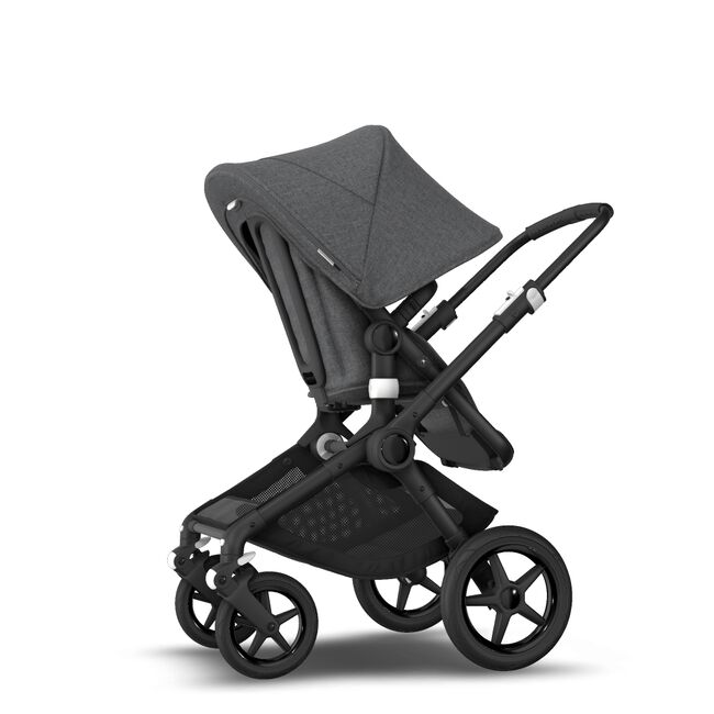 Bugaboo Fox 2 seat and bassinet stroller grey melange sun canopy, grey melange fabrics, black chassis - Main Image Slide 6 of 10