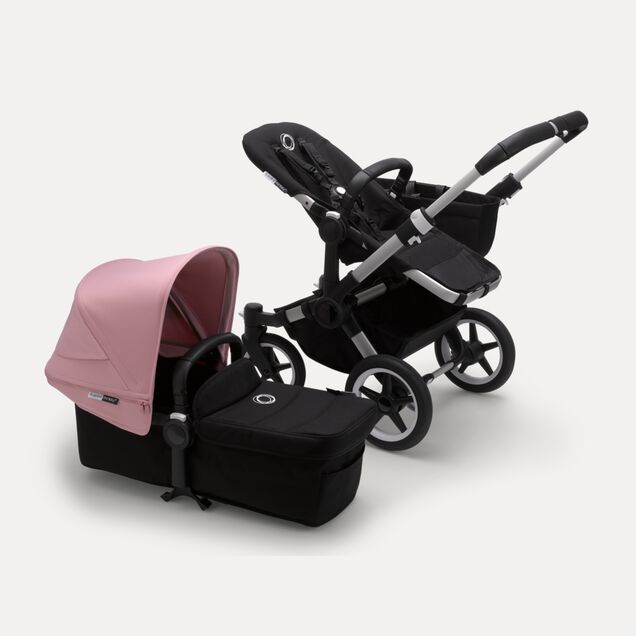 Bugaboo Donkey 3 Mono seat and bassinet stroller soft pink sun canopy, black fabrics, aluminium base - Main Image Slide 9 of 10