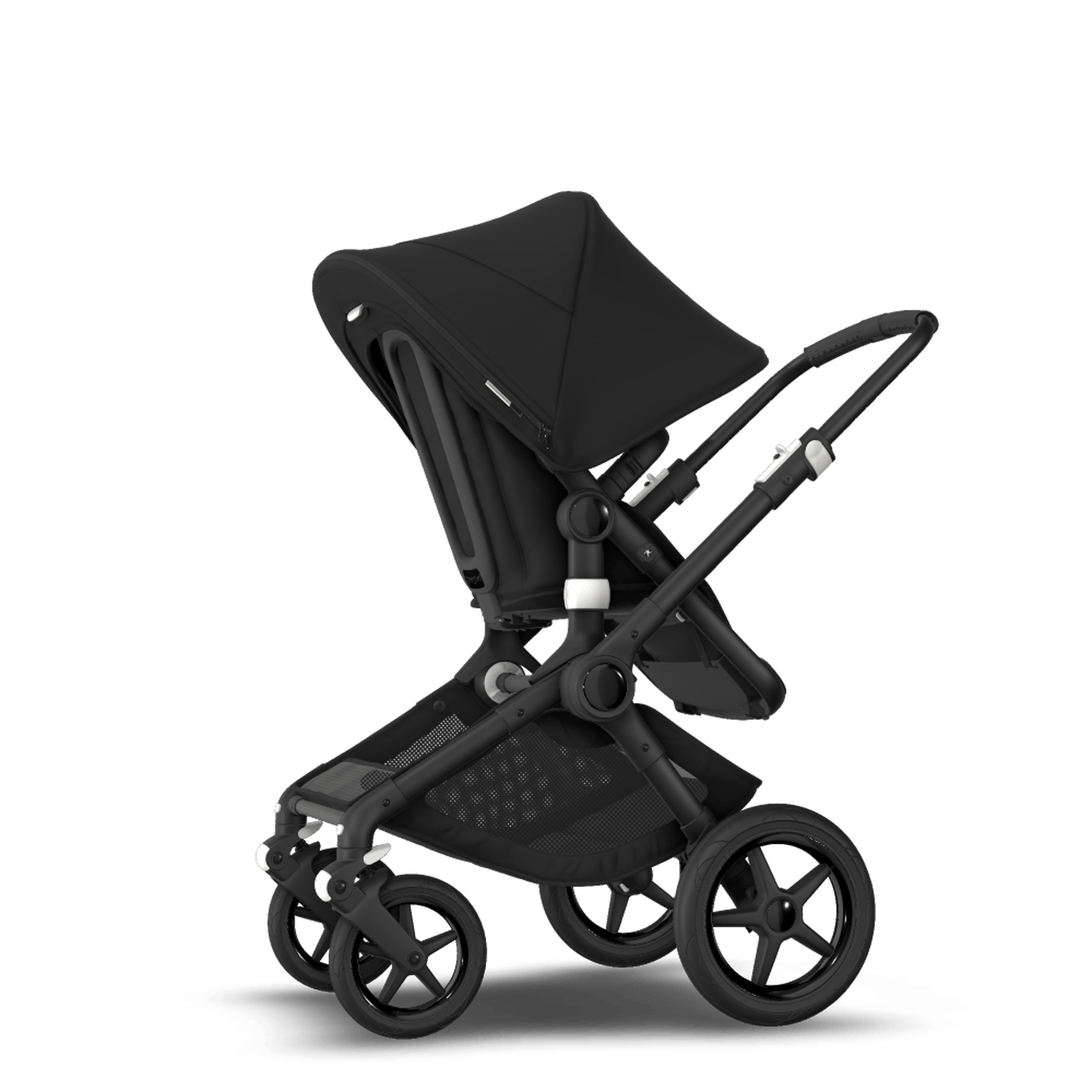 Bugaboo Fox 2 seat and carrycot pushchair black sun canopy, black fabrics, black chassis - Thumbnail Slide 6 of 10