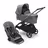Bugaboo Dragonfly carrycot and seat pushchair with graphite chassis, grey melange fabrics and grey melange sun canopy. - Thumbnail Slide 1 of 16