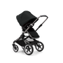 Bugaboo Fox 3 seat stroller with graphite frame, black fabrics, and black sun canopy.