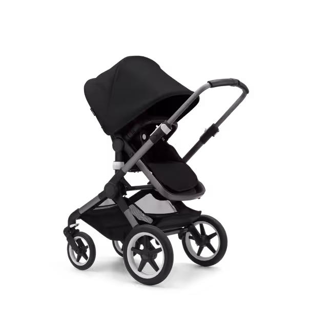 Bugaboo Fox 3 seat stroller with graphite frame, black fabrics, and black sun canopy. - Main Image Slide 1 of 7