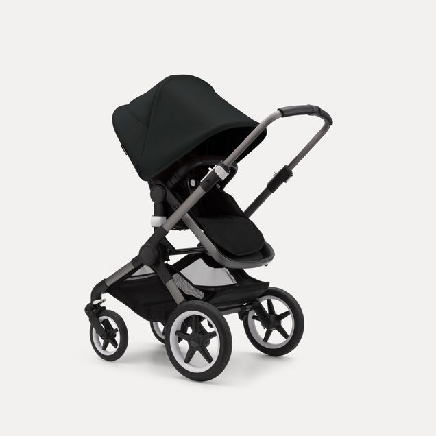 Bugaboo Fox 3 seat stroller with graphite frame, black fabrics, and black sun canopy. - Main Image Slide 1 of 7
