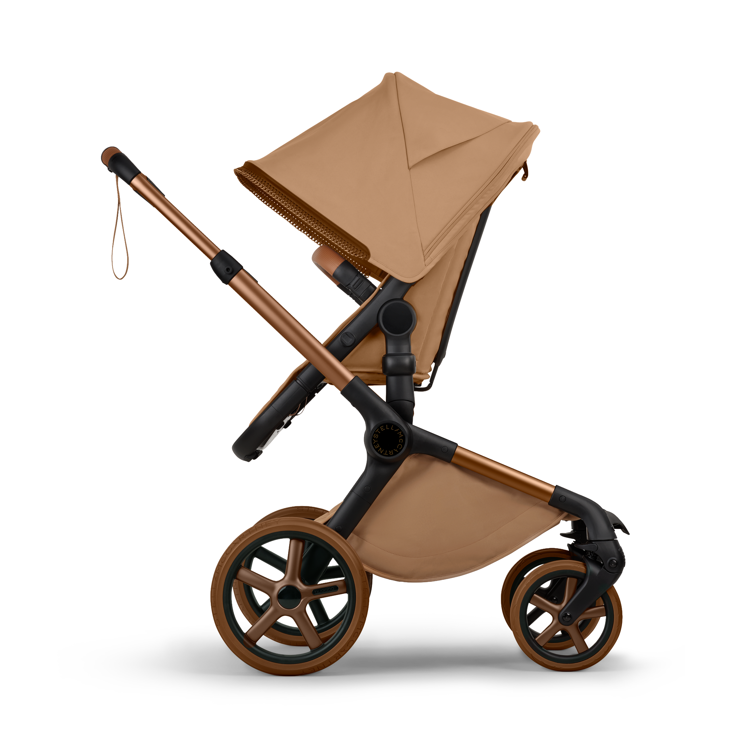 Bugaboo x Stella McCartney Fox 5 Renew 2-in-1 stroller black base, tobacco brown fabrics, tobacco brown sun canopy - Thumbnail Slide 3 of 12