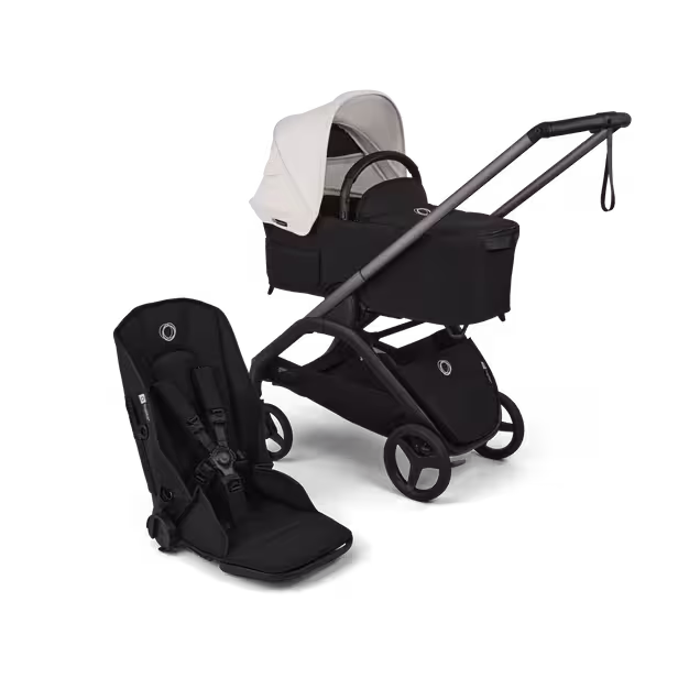 Bugaboo Dragonfly Plus 2-in-1 stroller graphite base, heritage black fabrics, misty white sun canopy - Main Image Slide 1 of 11