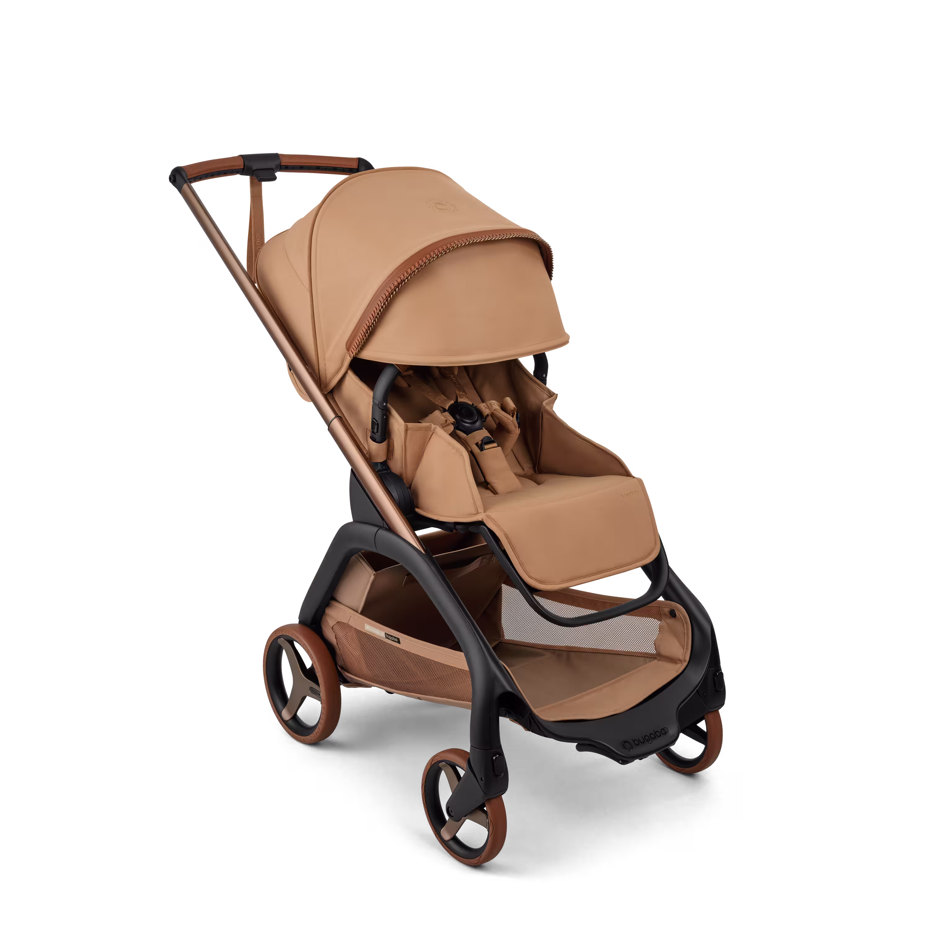 Bugaboo x Stella McCartney Dragonfly Plus seat stroller tobacco brown base, tobacco brown fabrics, tobacco brown sun canopy - Main Modal Image Slide 3 of 12