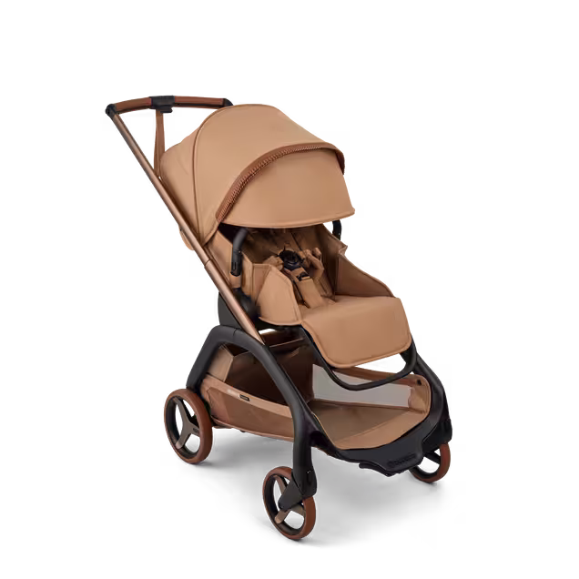 Bugaboo x Stella McCartney Dragonfly Plus seat stroller tobacco brown base, tobacco brown fabrics, tobacco brown sun canopy - Main Image Slide 3 of 12