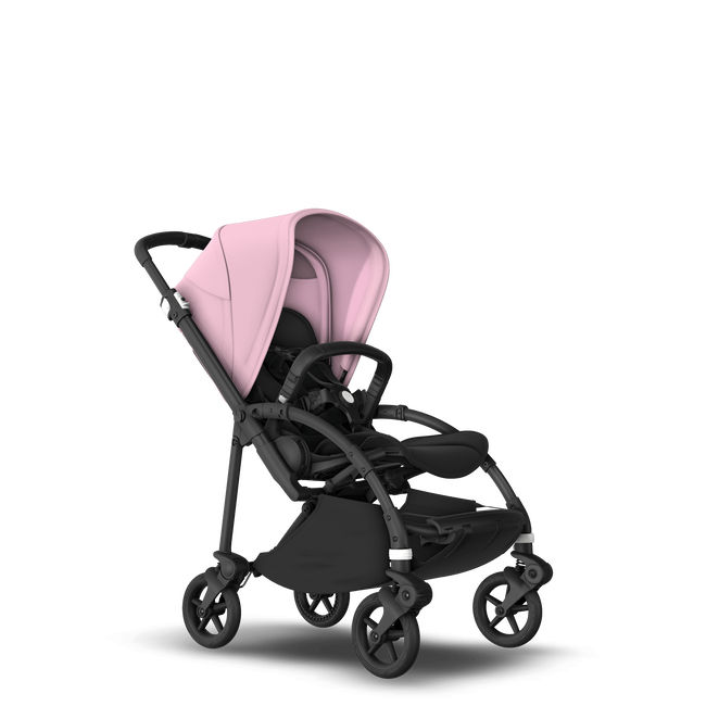 Bugaboo Bee 6 seat stroller soft pink sun canopy, black fabrics, black base