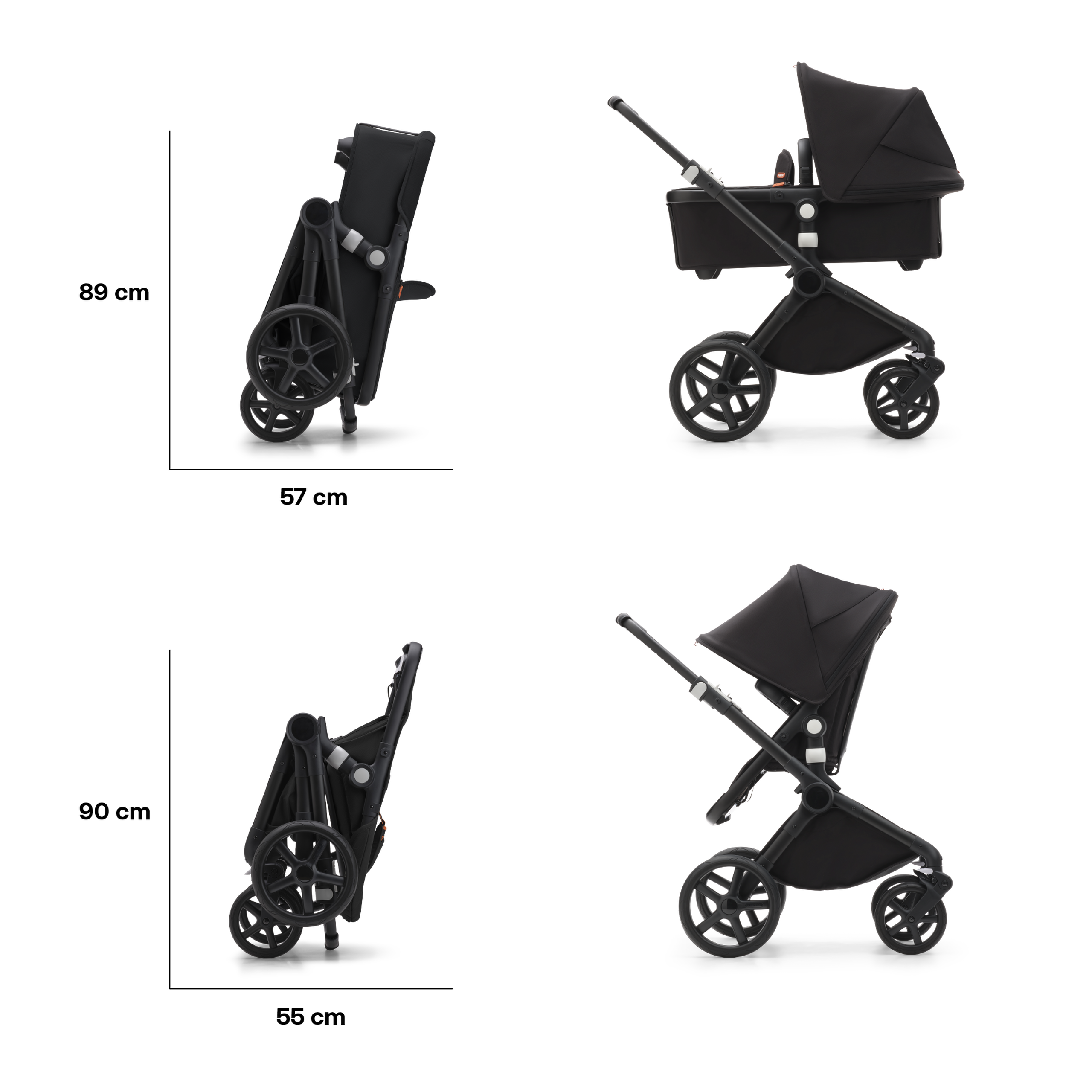 Bugaboo Fox Cub 2-in-1 stroller black base, midnight black fabrics, midnight black sun canopy - Thumbnail Slide 7 of 12
