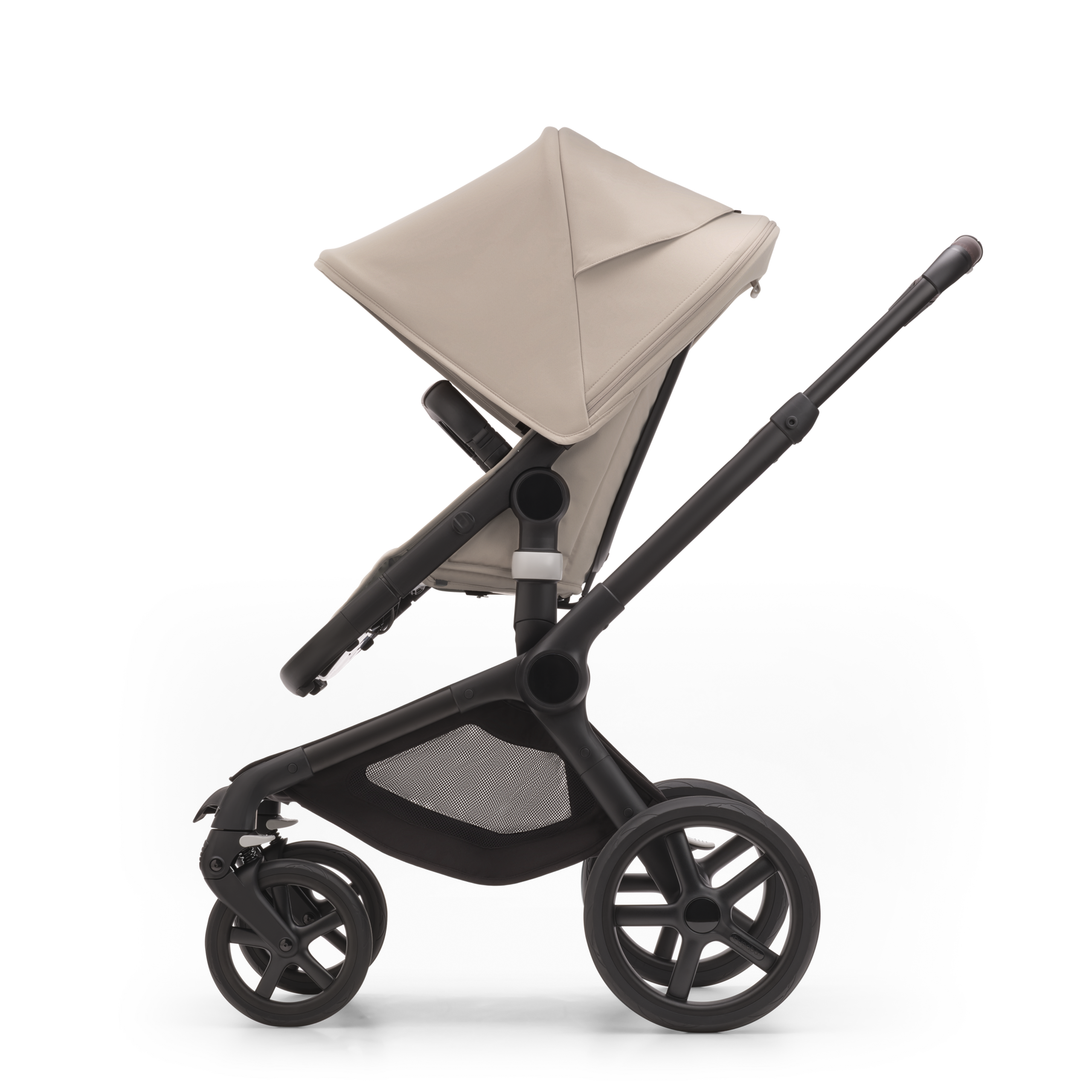 Bugaboo Fox 5 2-in-1 stroller black base, midnight black fabrics, desert taupe sun canopy - Thumbnail Slide 3 of 12