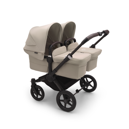 Bugaboo Donkey 5 Twin bassinet and seat stroller black base, desert taupe fabrics, desert taupe sun canopy - view 1
