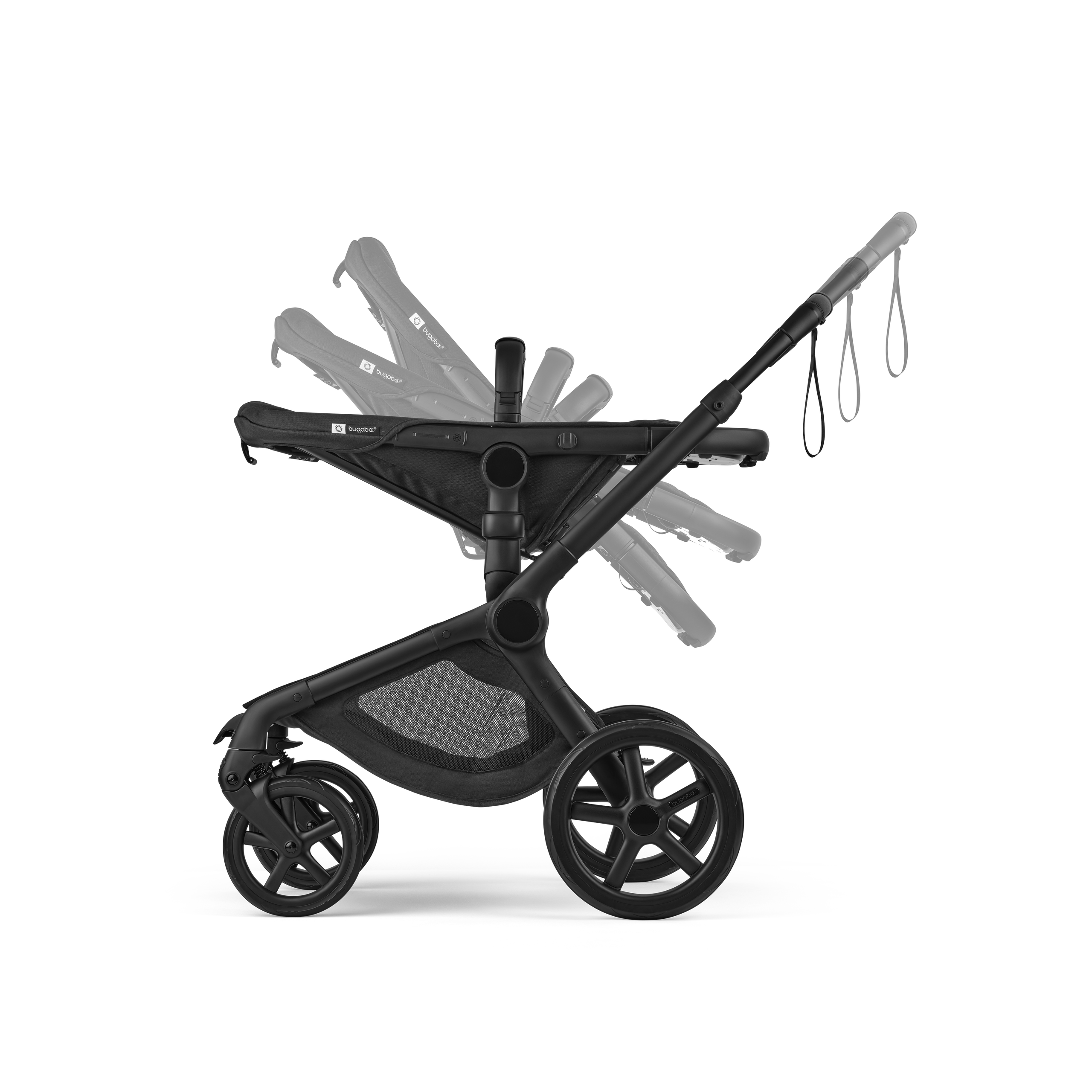 Bugaboo x Konges SlØjd limited edition Fox 5 Renew 2-in-1 stroller black base, heritage black fabrics, dusty pink sun canopy - Thumbnail Slide 9 of 12