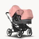 Bugaboo Donkey 5 Duo double stroller graphite base, grey mélange fabrics, morning pink sun canopy