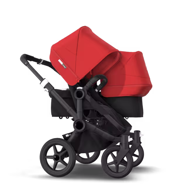Bugaboo Donkey 3 Duo seat and bassinet stroller red sun canopy, black fabrics, black base - Main Image Slide 4 of 5