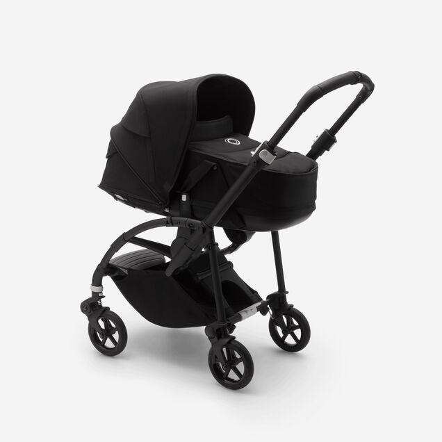 Bugaboo Bee 6 seat and carrycot pushchair black sun canopy, black fabrics, black base - Main Image Slide 1 of 3