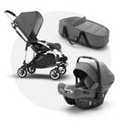 Bugaboo Bee 5 travel system grey melange sun canopy, grey melange fabrics, aluminium base