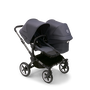 Bugaboo Donkey 5 Duo bassinet and seat stroller graphite base, stormy blue fabrics, stormy blue sun canopy - Thumbnail Slide 1 of 12