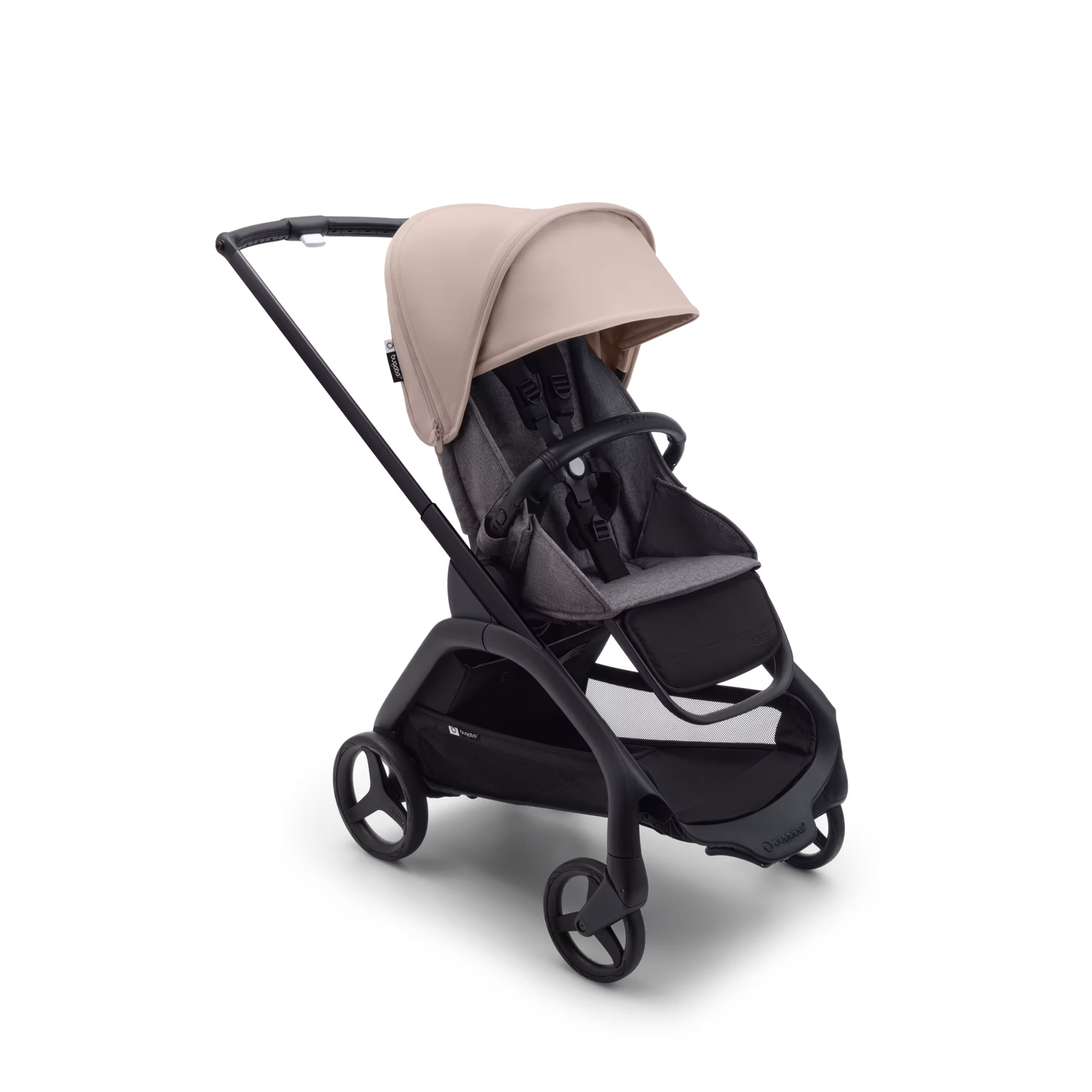 Bugaboo Dragonfly seat stroller black base, grey melange fabrics, desert taupe sun canopy - Main Modal Image Slide 1 of 16