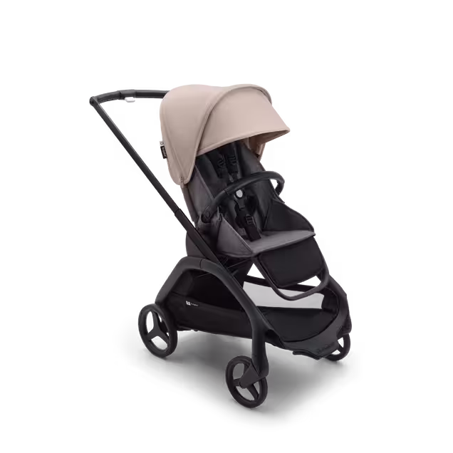 Bugaboo Dragonfly seat stroller black base, grey melange fabrics, desert taupe sun canopy - Main Image Slide 1 of 16