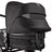 A close up of the sun canopy and the bassinet of the Bugaboo Fox 5 Noir Limited Edition Black Moonlight. The canopy and bassinet's breezy panels are visible. - Thumbnail Slide 7 of 15