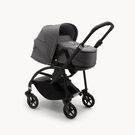 Bugaboo Bee 6 bassinet and seat stroller grey mélange sun canopy, grey mélange fabrics, black base