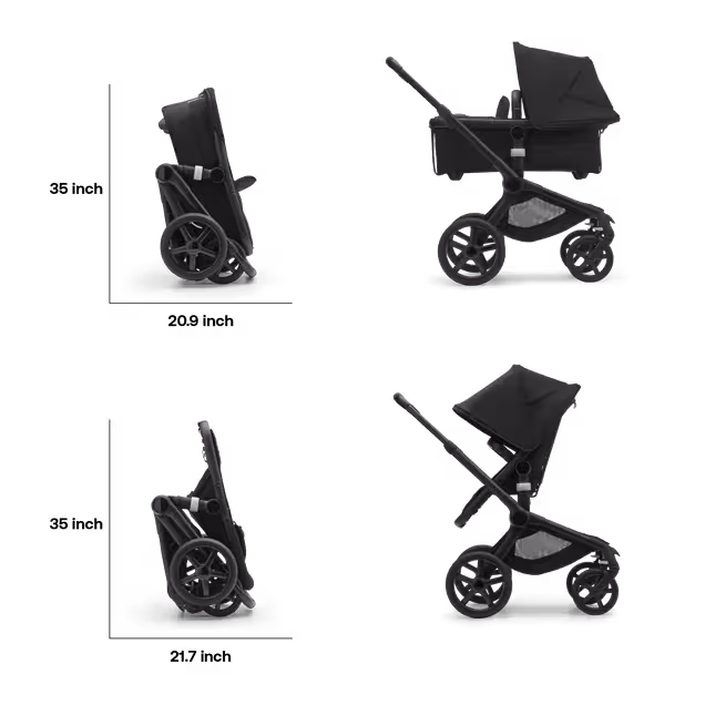 Bugaboo Fox 5 2-in-1 stroller black base, midnight black fabrics, desert taupe sun canopy - Main Image Slide 5 of 12