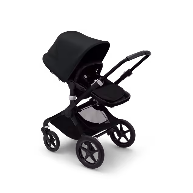 Bugaboo Fox 3 bassinet and seat stroller black base, midnight black fabrics, midnight black sun canopy - Main Image Slide 6 of 7