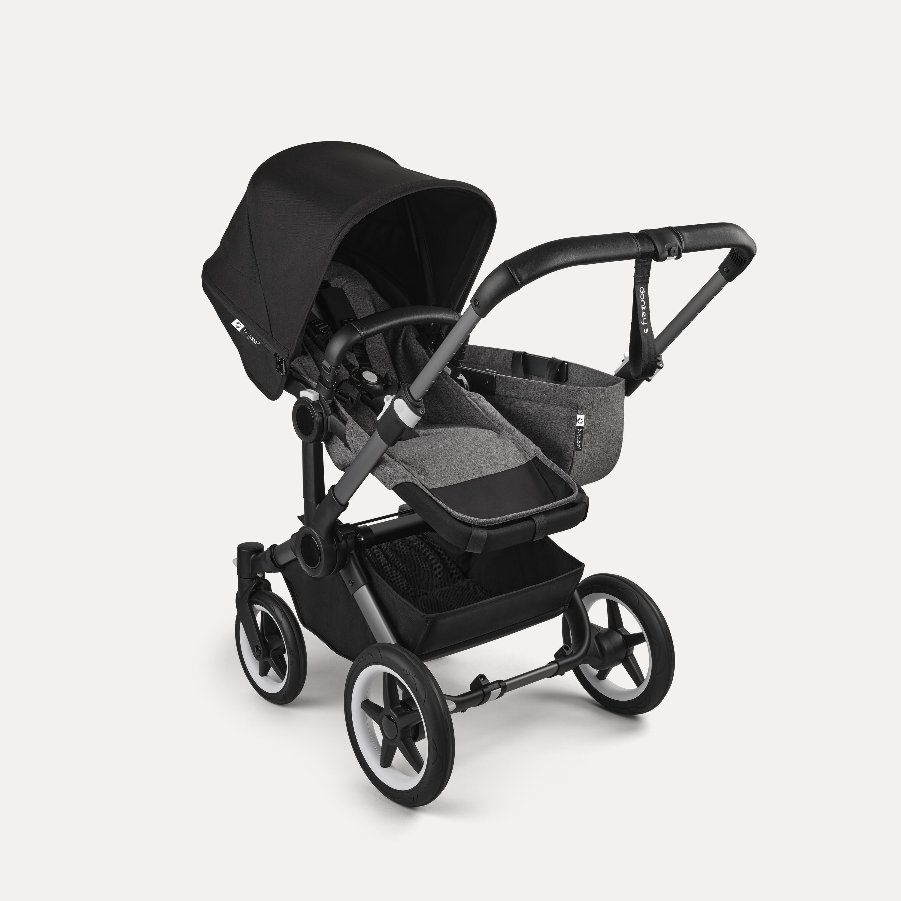 Bugaboo Donkey 5 Mono 2-in-1 stroller graphite base, grey mélange fabrics, midnight black sun canopy - Main Modal Image Slide 2 of 12