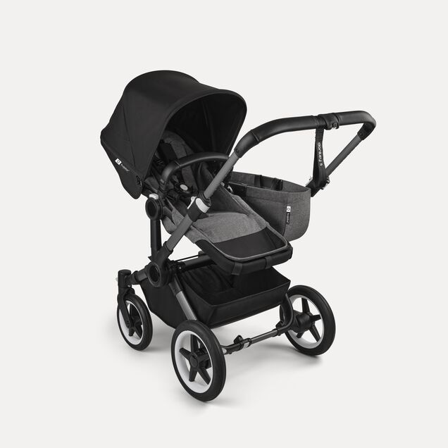 Bugaboo Donkey 5 Mono 2-in-1 stroller graphite base, grey mélange fabrics, midnight black sun canopy - Main Image Slide 2 of 12