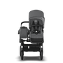 PP Bugaboo Donkey 5 Mono bassinet and seat stroller black base, grey mélange fabrics, grey mélange sun canopy