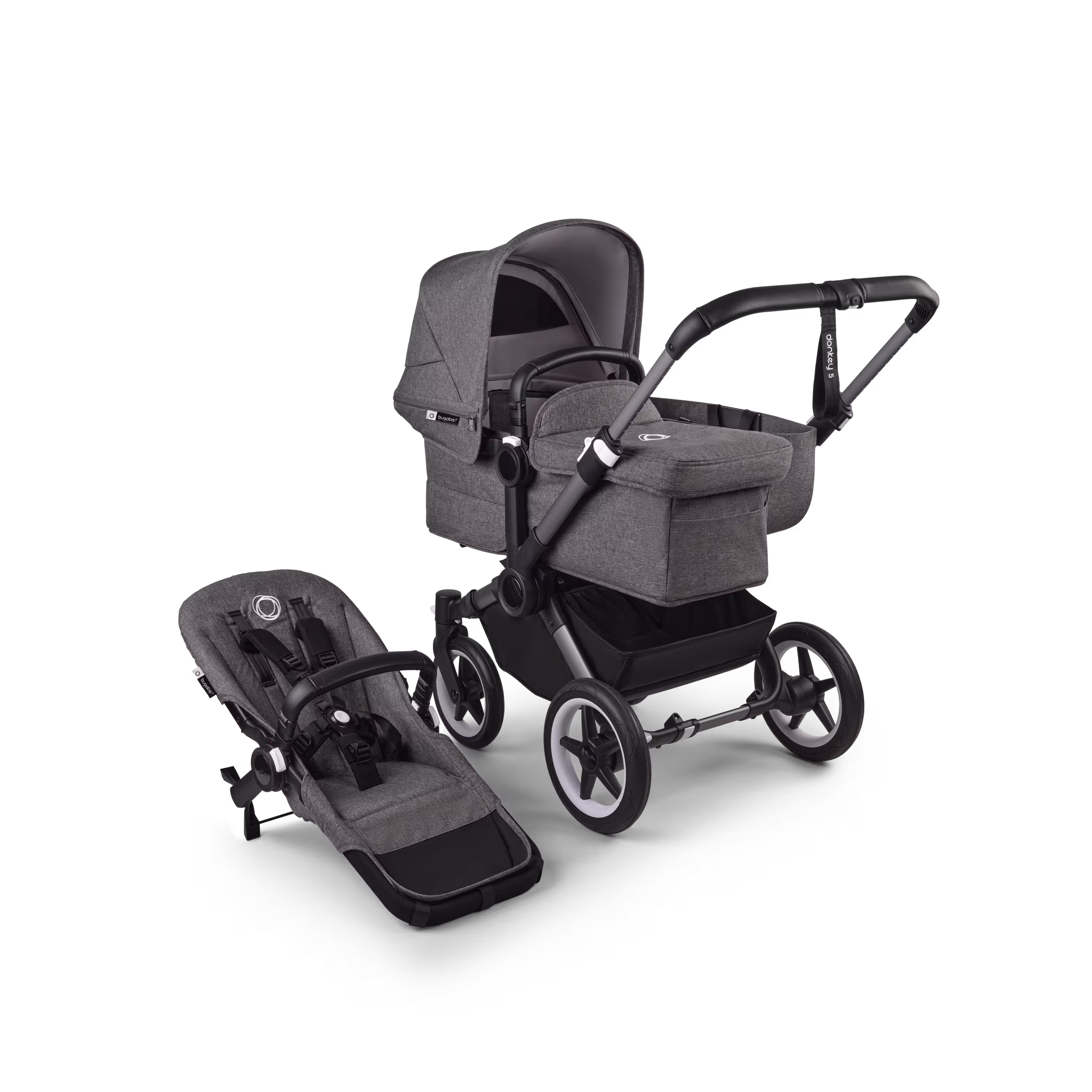 Refurbished Bugaboo Donkey 5 Mono complete UK GRAPHITE/GREY MÉLANGE-GREY MÉLANGE - Main Modal Image Slide 1 of 10