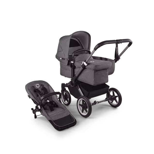 Refurbished Bugaboo Donkey 5 Mono complete UK GRAPHITE/GREY MÉLANGE-GREY MÉLANGE - Main Image Slide 1 of 10