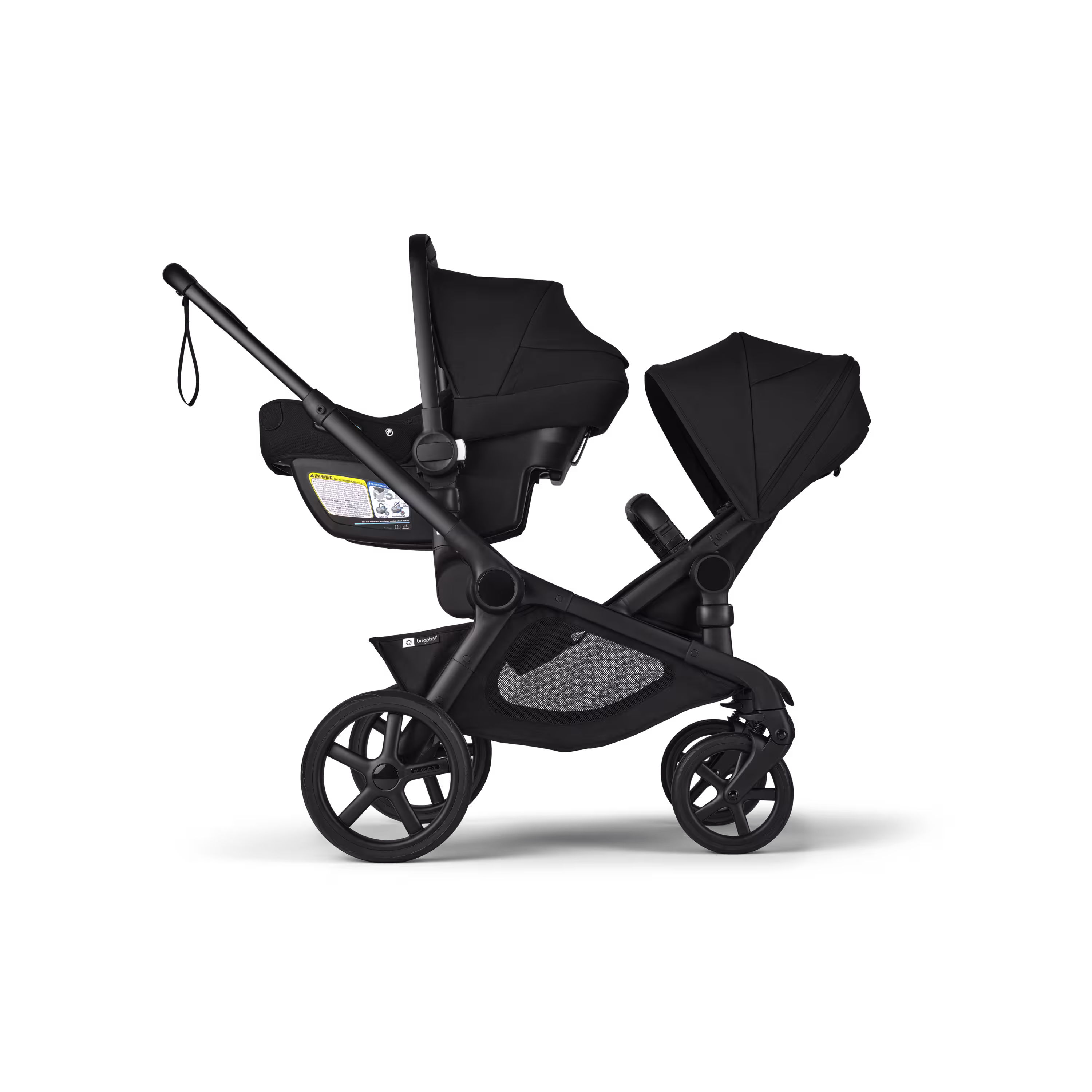 Bugaboo Kangaroo tandem stroller black base, forest green fabrics, forest green sun canopy test - Main Modal Image Slide 16 of 18