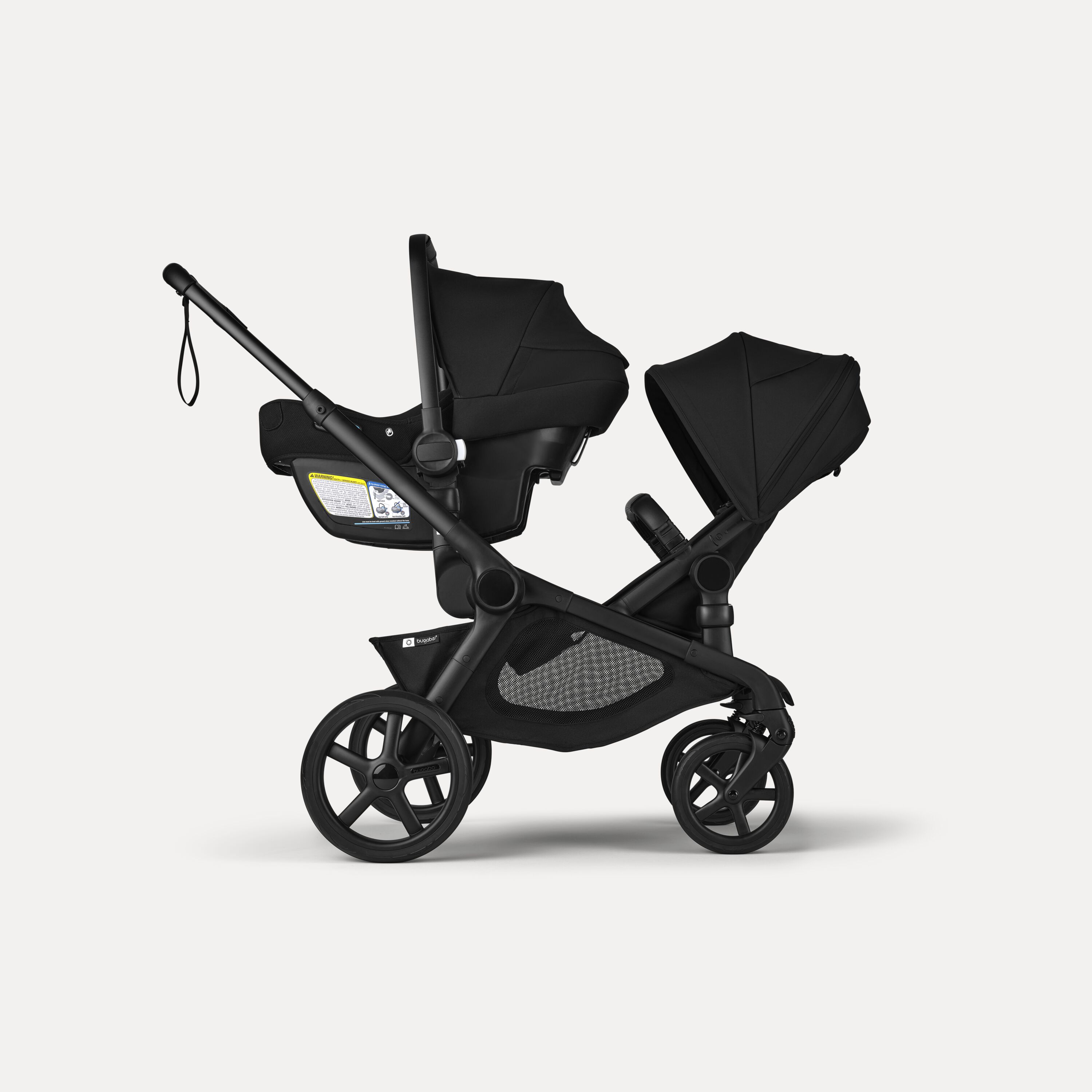 Bugaboo Kangaroo tandem stroller black base, forest green fabrics, forest green sun canopy test - Main Modal Image Slide 16 of 18