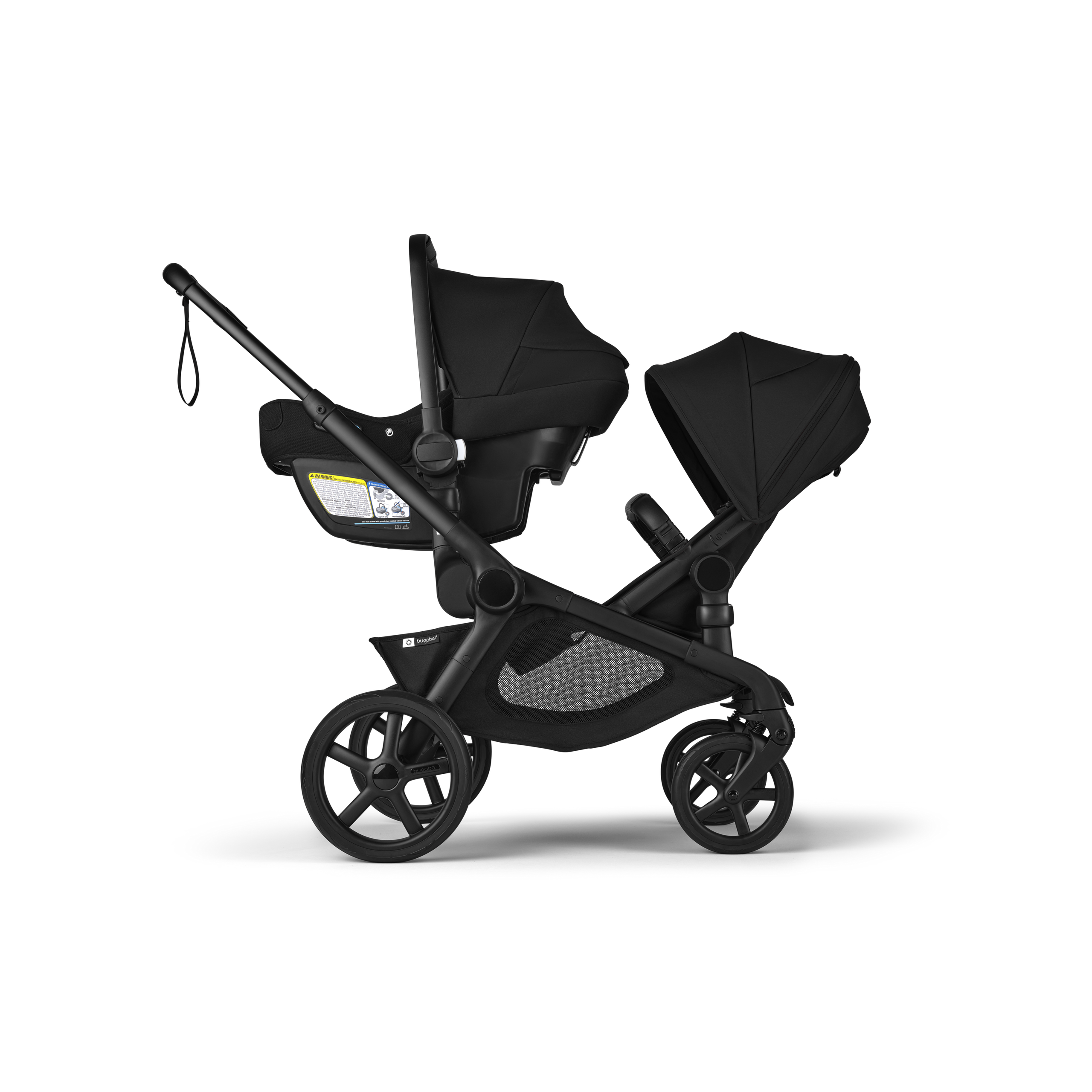 Bugaboo Kangaroo tandem stroller black base, forest green fabrics, forest green sun canopy test - Thumbnail Slide 13 of 15