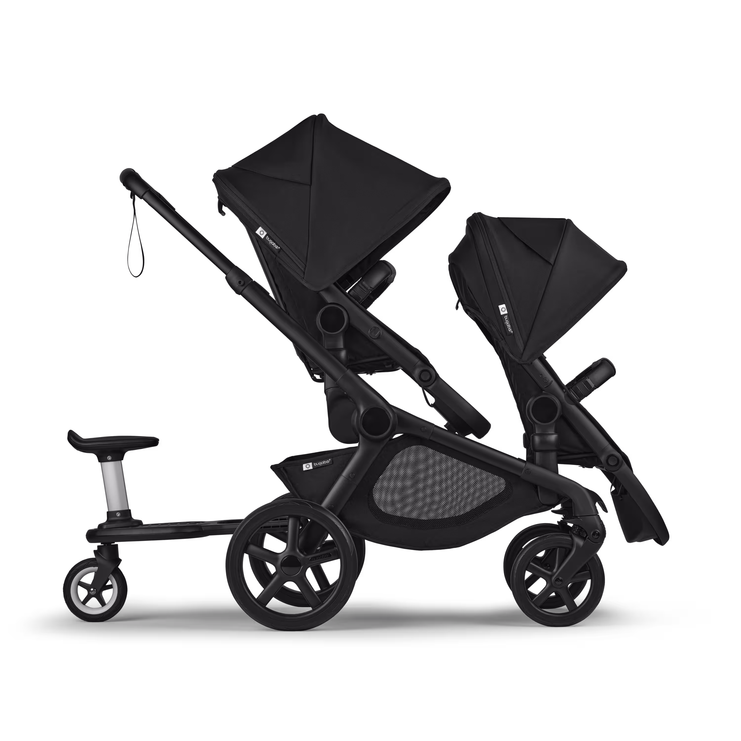 Bugaboo Kangaroo seat-only tandem black base, midnight black fabrics, midnight black sun canopy - Main Modal Image Slide 5 of 12