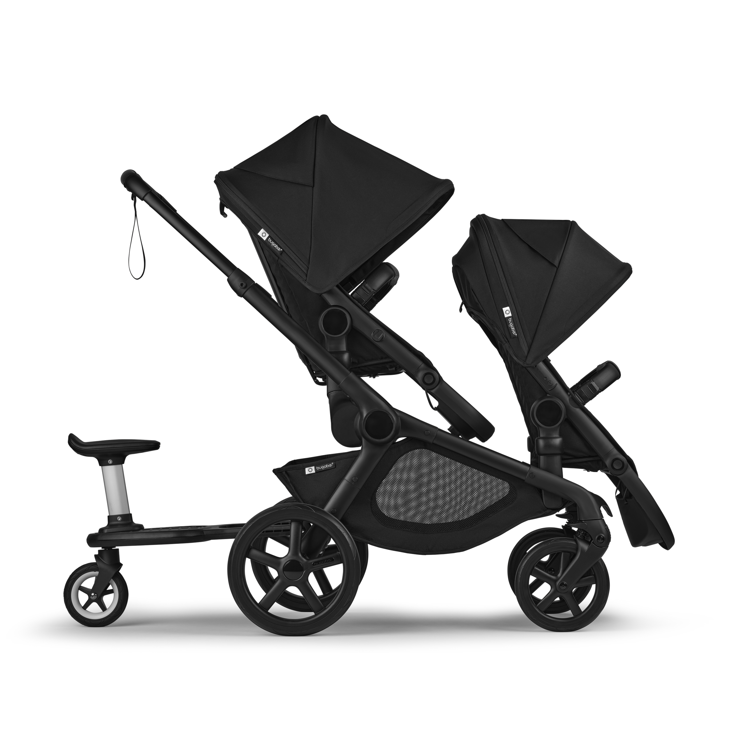 Bugaboo Kangaroo seat-only tandem black base, midnight black fabrics, midnight black sun canopy - Thumbnail Slide 5 of 12