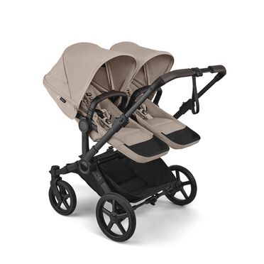Bugaboo Donkey 6 twin stroller black base, desert taupe melange fabrics, desert taupe melange sun canopy - view 2