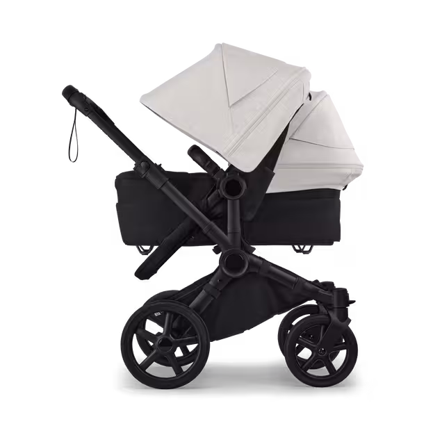 Bugaboo Donkey 6 double stroller black base, heritage black fabrics, misty white sun canopy - Main Image Slide 3 of 9