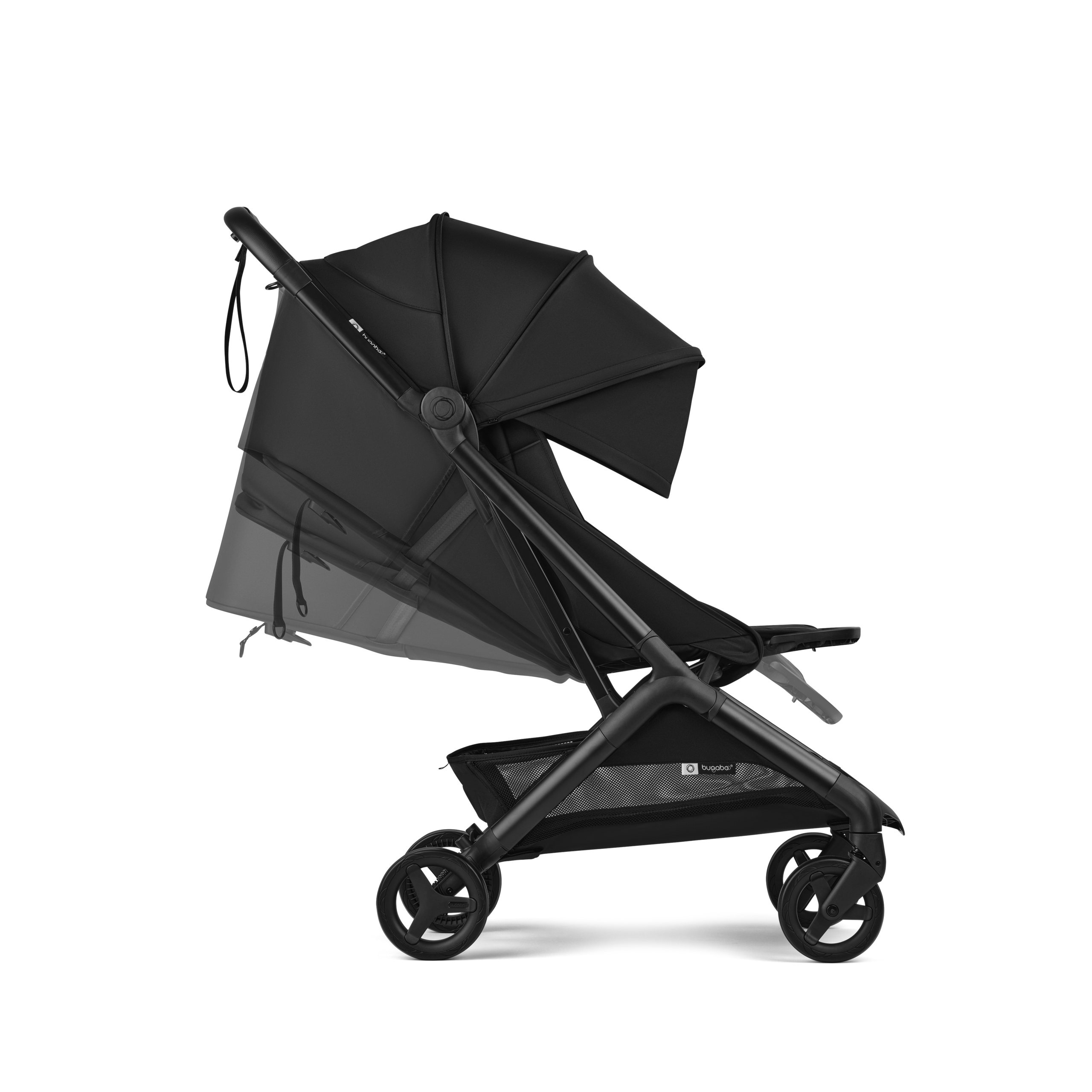 Bugaboo Butterfly 2 travel stroller black base, dusty pink fabrics, dusty pink sun canopy  - Thumbnail Slide 5 of 8