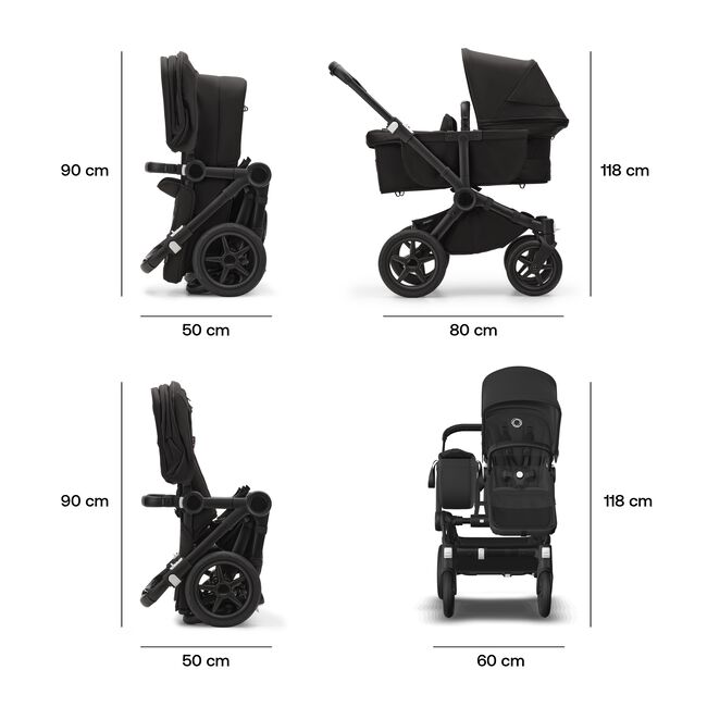 Bugaboo Donkey 5 Mono bassinet and seat stroller graphite base, classic collection dark navy fabrics, classic collection dark navy sun canopy - Main Image Slide 7 of 13