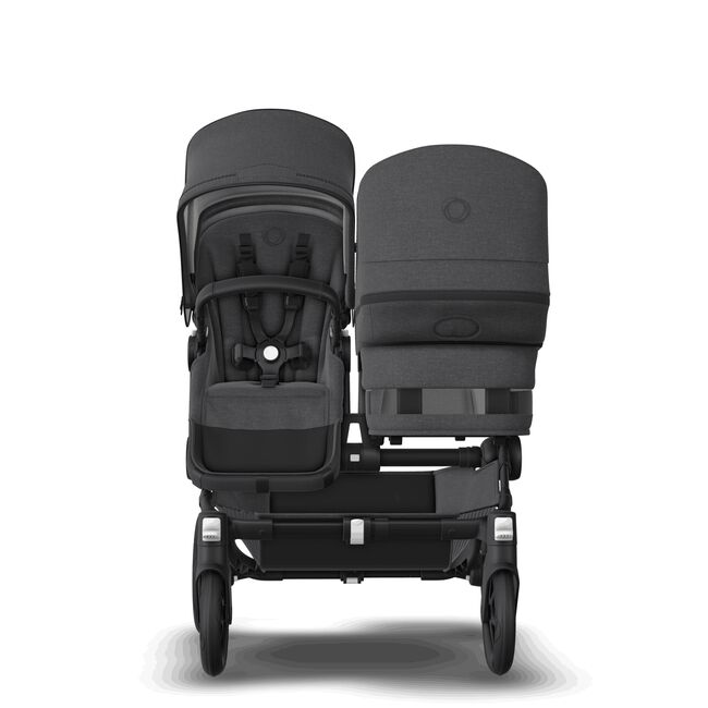 Bugaboo Donkey 5 Duo bassinet and seat stroller black base, mineral washed black fabrics, mineral washed black sun canopy - Main Image Slide 2 of 12