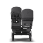 Bugaboo Donkey 5 Duo bassinet and seat stroller black base, mineral washed black fabrics, mineral washed black sun canopy - Thumbnail Slide 2 of 12