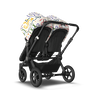 Bugaboo Donkey 5 Twin bassinet and seat stroller black base, midnight black fabrics, art of discovery white sun canopy - Thumbnail Slide 2 of 15